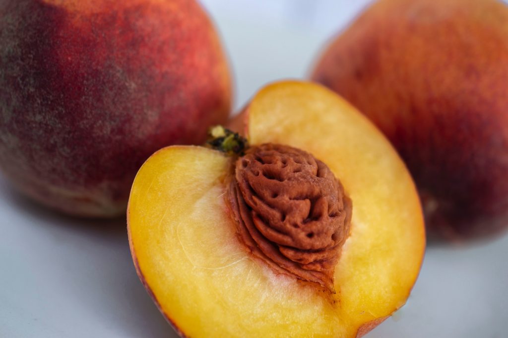 Peach cut open