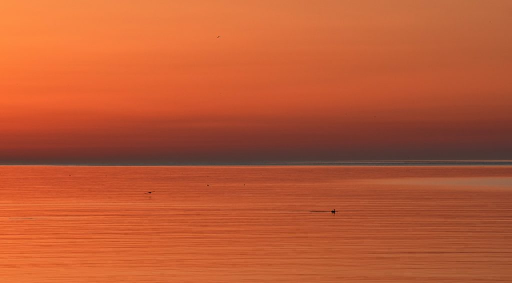 Sunset over the sea.